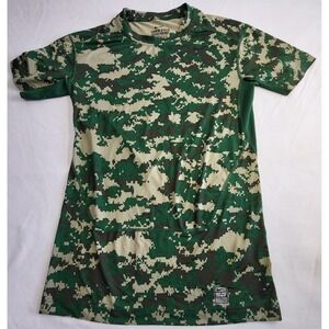 Nike Pro Combat Shirt Mens Med Green Digital Camo Dri-FIT Compression Athletic